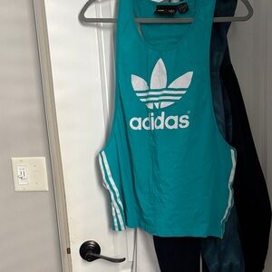 Adidas X Pharrell collab, Teal Tank Top with White Logo
